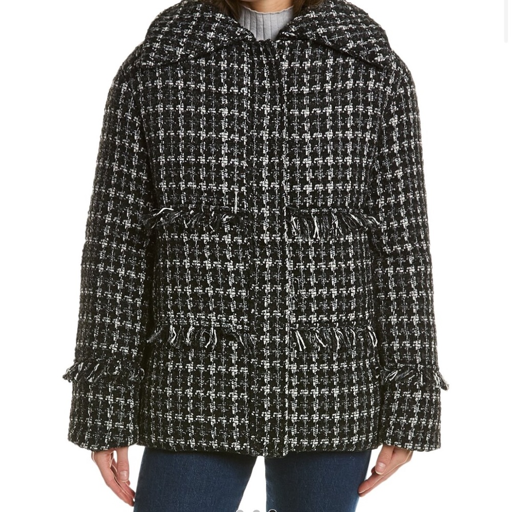 Apparis Malik Plaid Puffer Coat Jacket Small S Tweed
